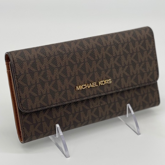 Michael Kors JST LG Trifold Brown Wallet - Picture 1 of 8
